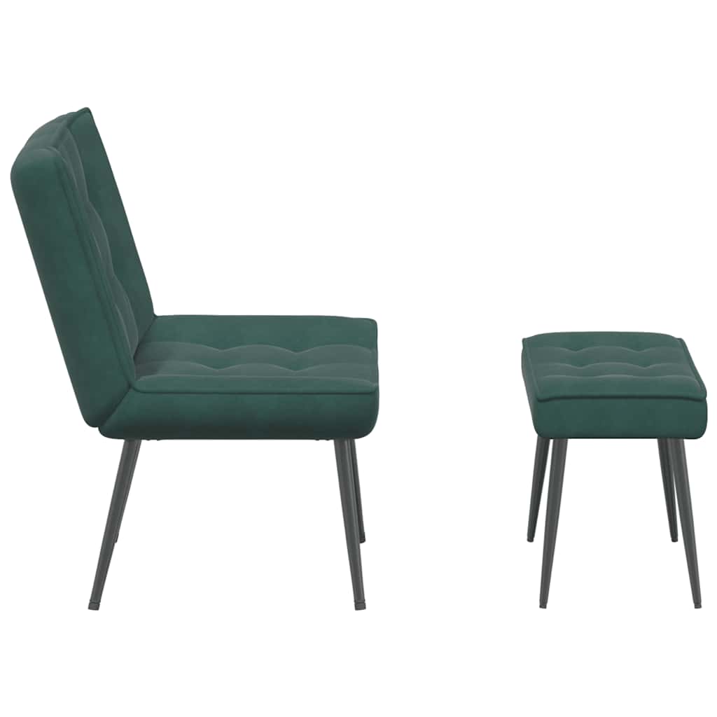 vidaXL Πολυθρόνα Relax Σκούρο Πράσινο Βελούδινη με Σκαμπό