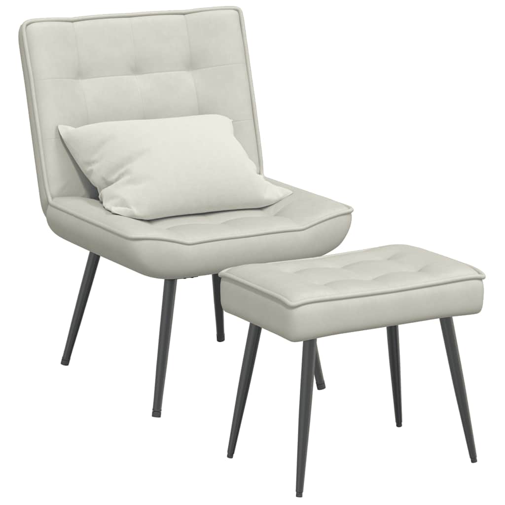 vidaXL Καρέκλα χαλάρωσης με σκαμπό Cream Velvet