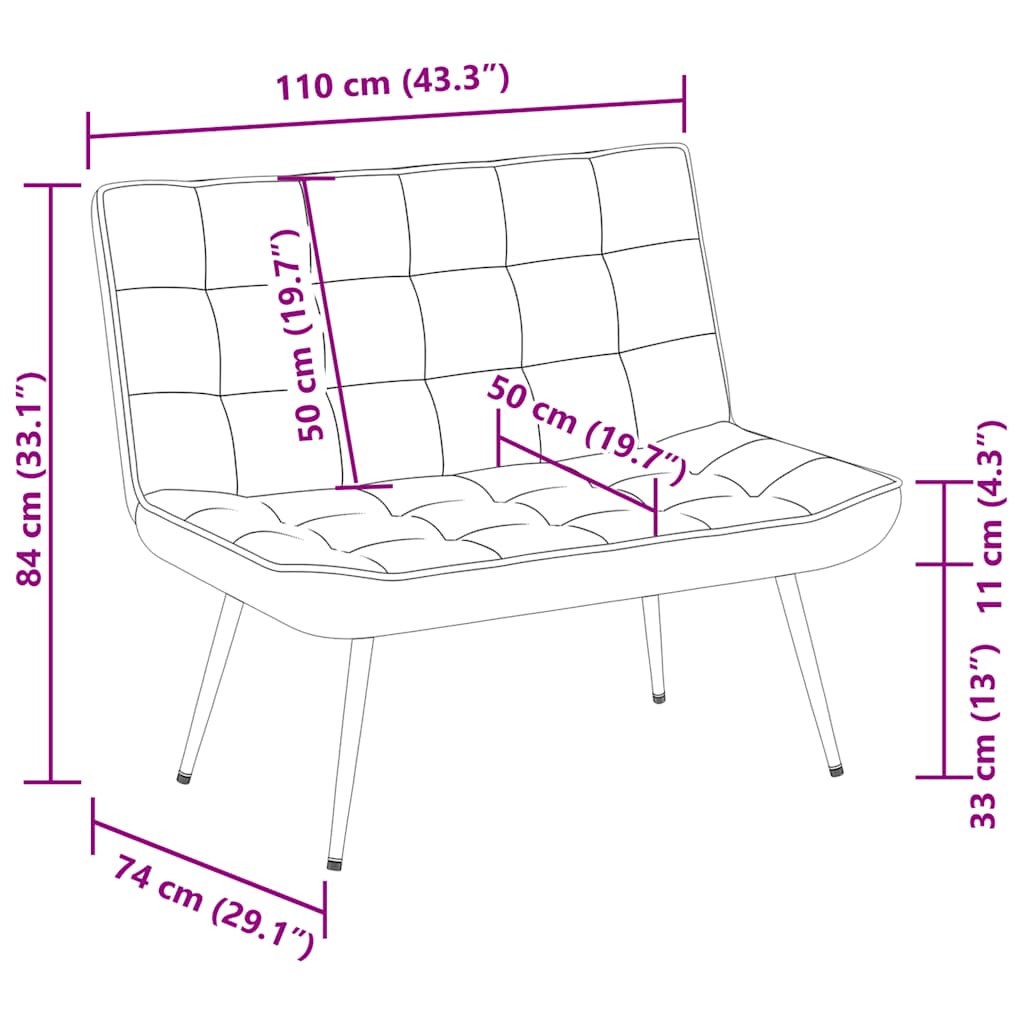 vidaXL Πάγκος Κρεμ 110x74x84 εκ. Βελούδινος