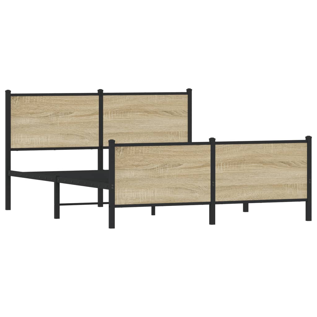 vidaXL Σκελετός Κρεβ. Χωρίς Στρώμα Sonoma Δρυς 140x200 εκ. Μεταλλικό