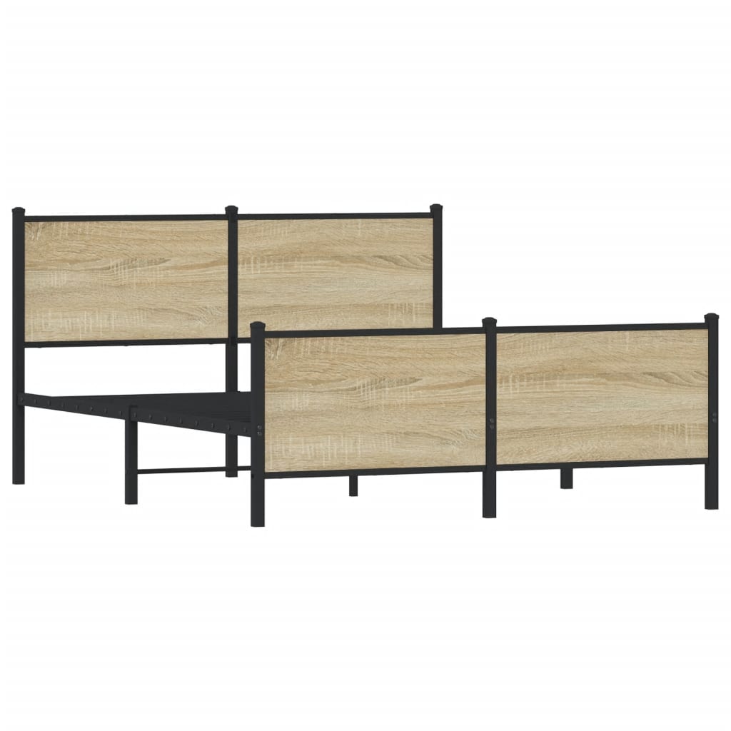 vidaXL Σκελετός Κρεβ. Χωρίς Στρώμα Sonoma Δρυς 150x200 εκ. Μεταλλικό