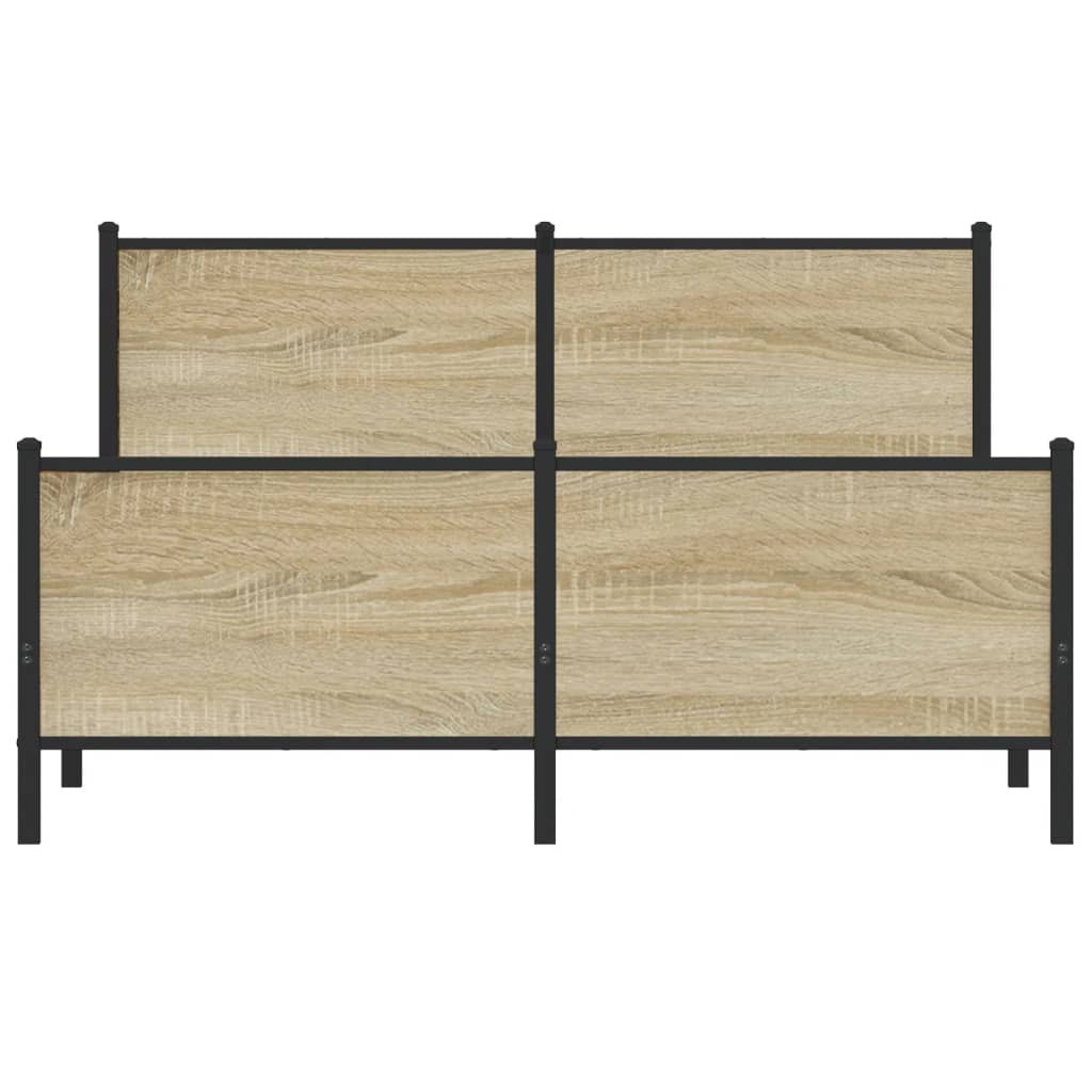 vidaXL Σκελετός Κρεβ. Χωρίς Στρώμα Sonoma Δρυς 150x200 εκ. Μεταλλικό