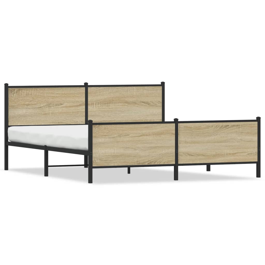 vidaXL Σκελετός Κρεβ. Χωρίς Στρώμα Sonoma Δρυς 180x200 εκ. Μεταλλικό