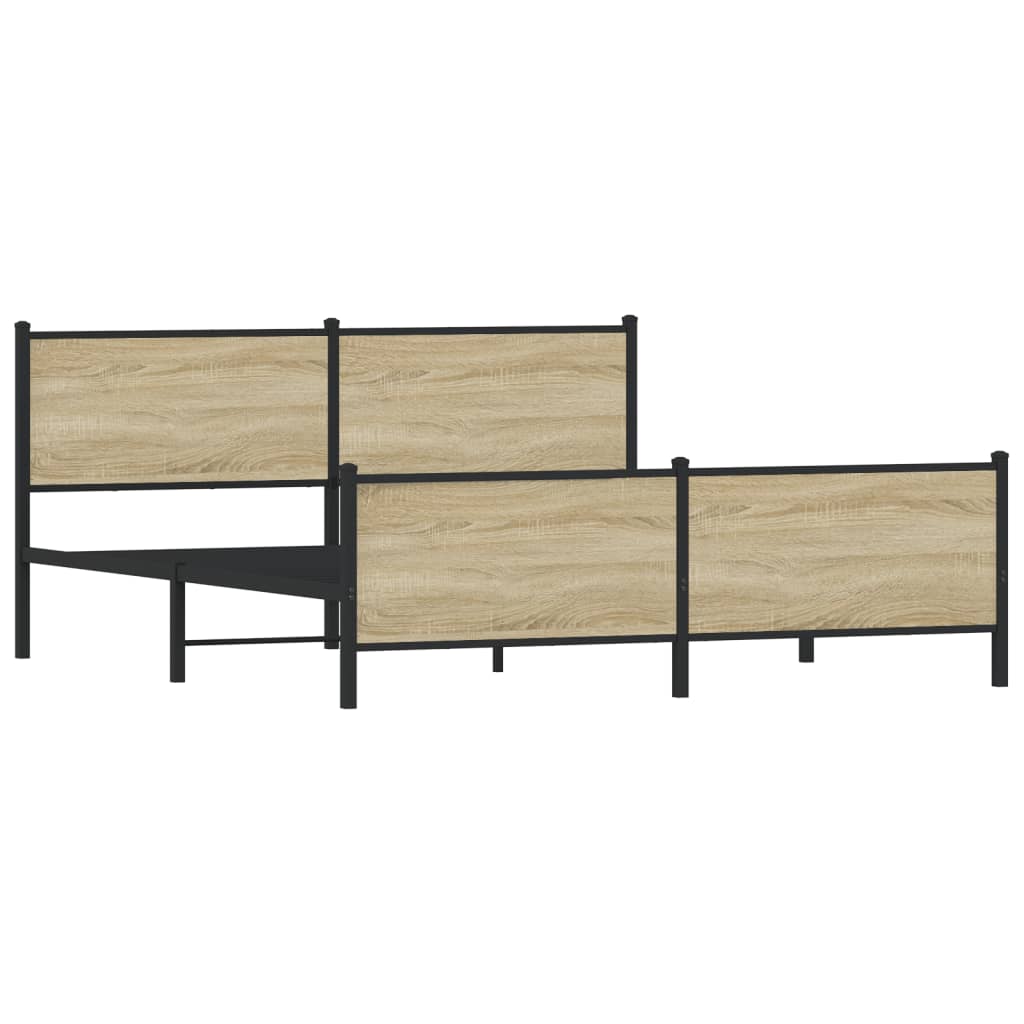 vidaXL Σκελετός Κρεβ. Χωρίς Στρώμα Sonoma Δρυς 180x200 εκ. Μεταλλικό