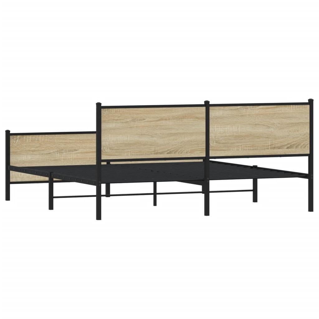 vidaXL Σκελετός Κρεβ. Χωρίς Στρώμα Sonoma Δρυς 180x200 εκ. Μεταλλικό