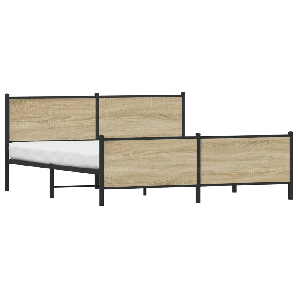 vidaXL Σκελετός Κρεβ. Χωρίς Στρώμα Sonoma Δρυς 183x213 εκ. Μεταλλικό