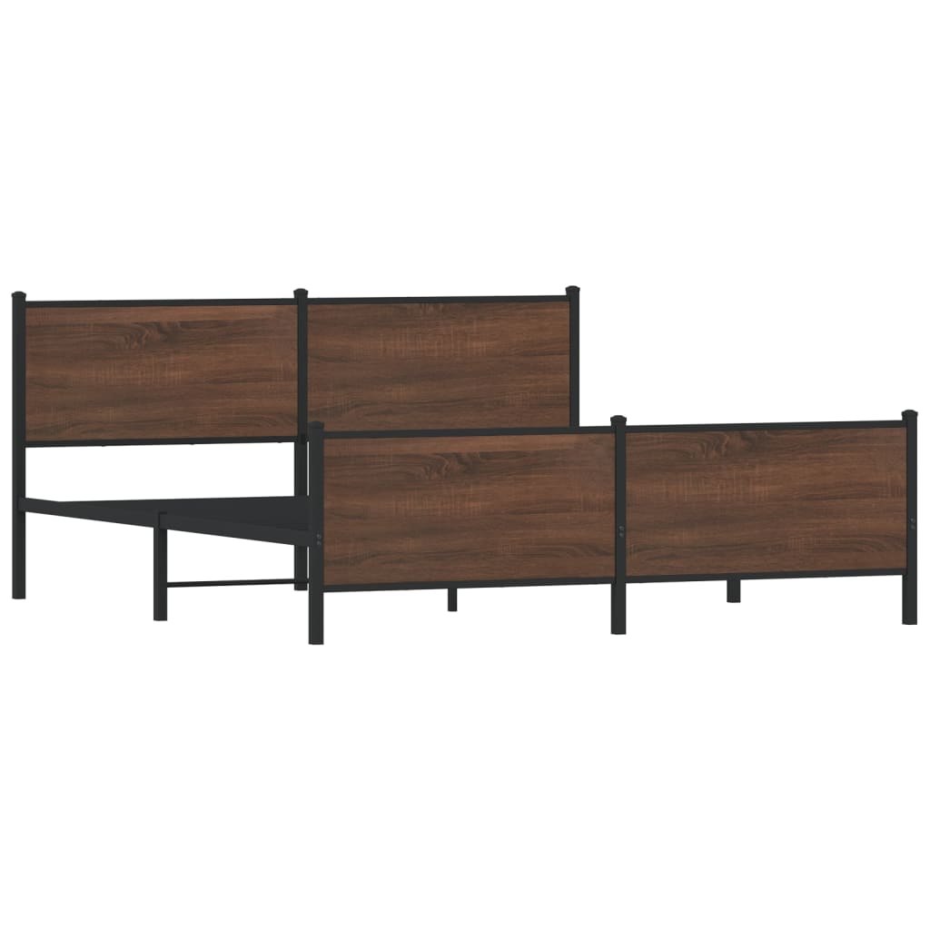 vidaXL Σκελετός Κρεβ. Χωρίς Στρώμα Καφέ Δρυς 180x200 εκ. Μεταλλικό