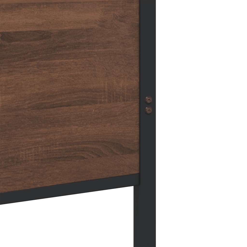 vidaXL Σκελετός Κρεβ. Χωρίς Στρώμα Καφέ Δρυς 193x203 εκ. Μεταλλικό