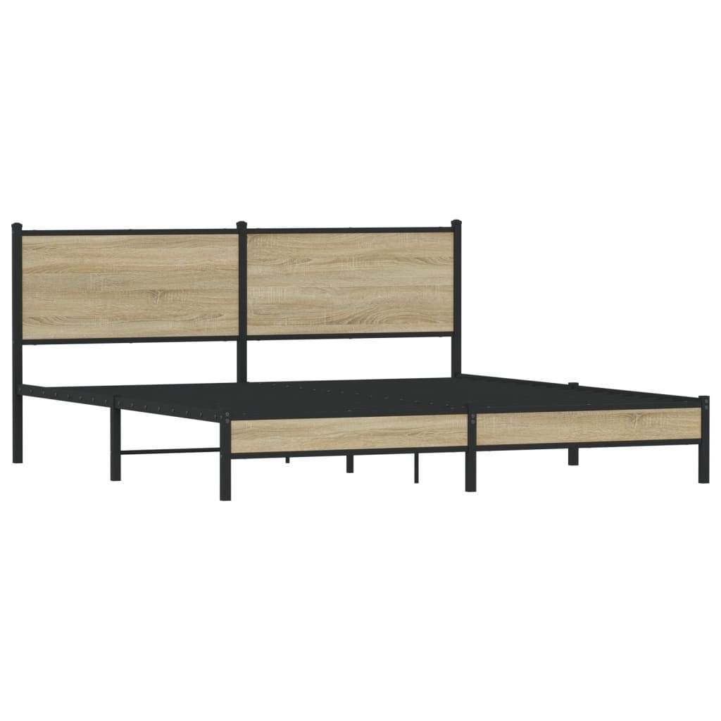 vidaXL Σκελετός Κρεβ. Χωρίς Στρώμα Sonoma Δρυς 180x200 εκ. Μεταλλικό