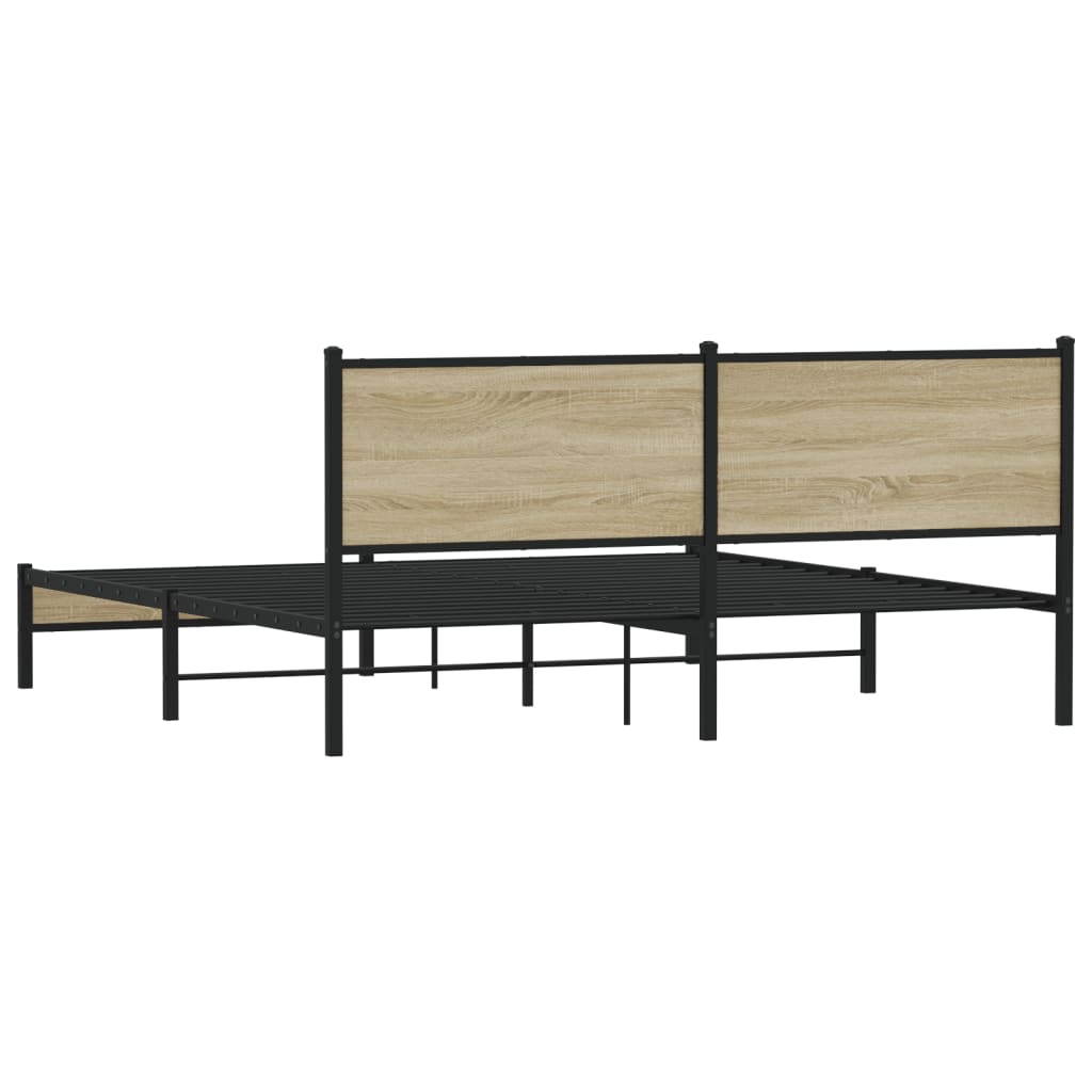 vidaXL Σκελετός Κρεβ. Χωρίς Στρώμα Sonoma Δρυς 180x200 εκ. Μεταλλικό