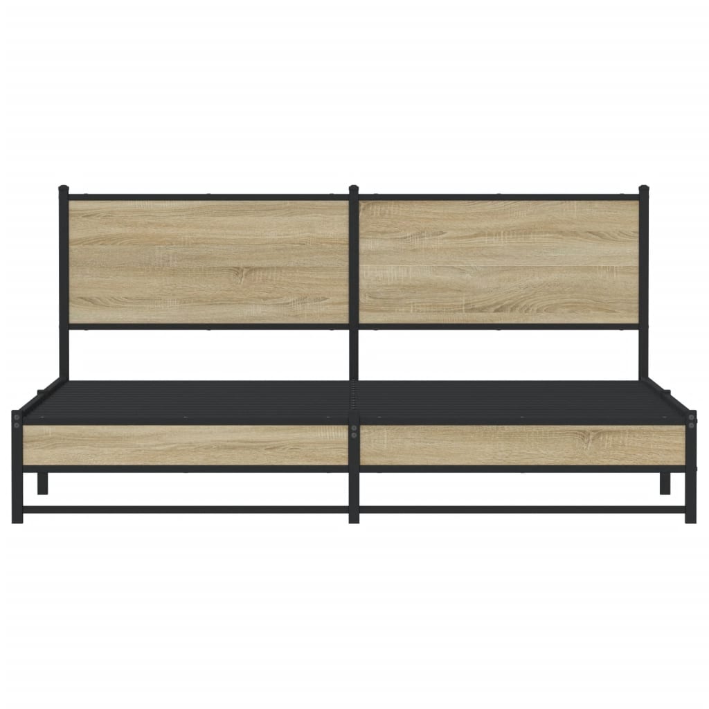vidaXL Σκελετός Κρεβ. Χωρίς Στρώμα Sonoma Δρυς 180x200 εκ. Μεταλλικό