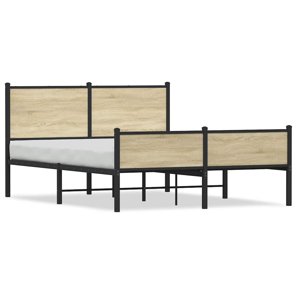 vidaXL Σκελετός Κρεβ. Χωρίς Στρώμα Sonoma Δρυς 150x200 εκ. Μεταλλικό