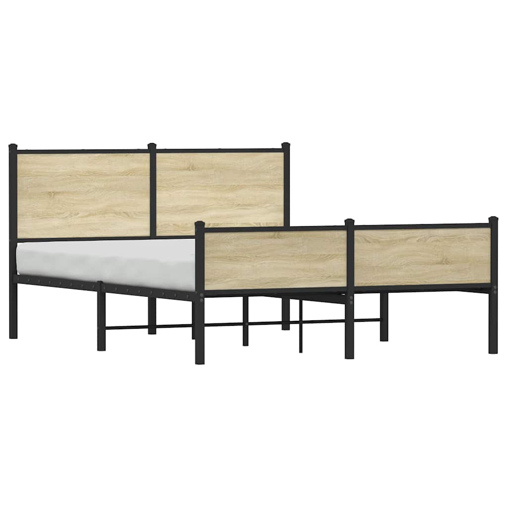 vidaXL Σκελετός Κρεβ. Χωρίς Στρώμα Sonoma Δρυς 150x200 εκ. Μεταλλικό