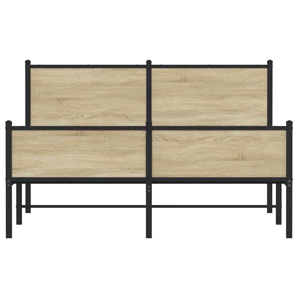 vidaXL Σκελετός Κρεβ. Χωρίς Στρώμα Sonoma Δρυς 150x200 εκ. Μεταλλικό