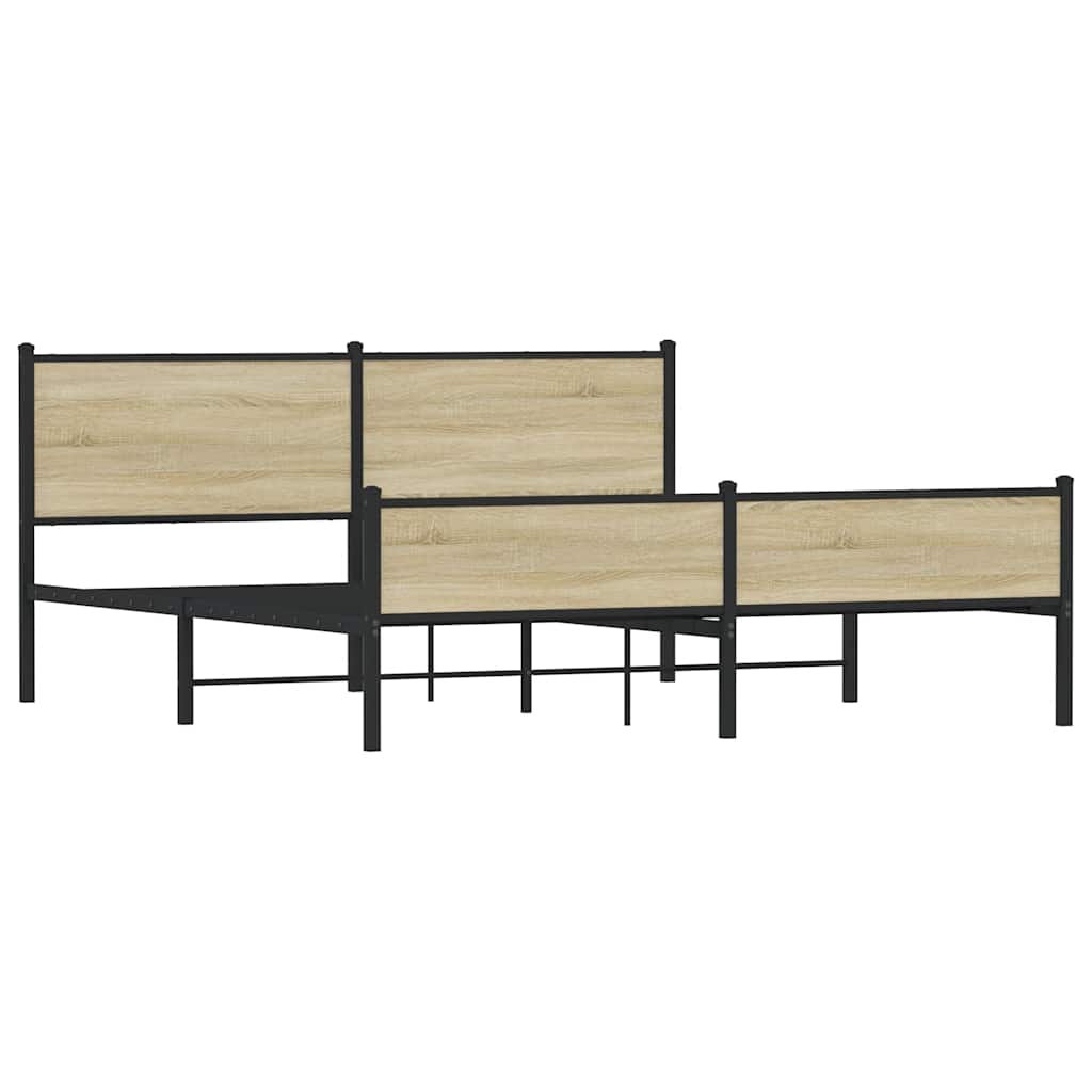 vidaXL Σκελετός Κρεβ. Χωρίς Στρώμα Sonoma Δρυς 160x200 εκ. Μεταλλικό