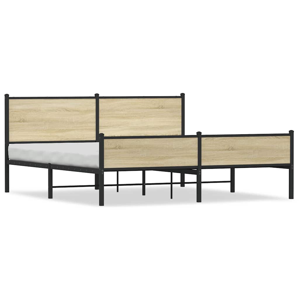 vidaXL Σκελετός Κρεβ. Χωρίς Στρώμα Sonoma Δρυς 180x200 εκ. Μεταλλικό