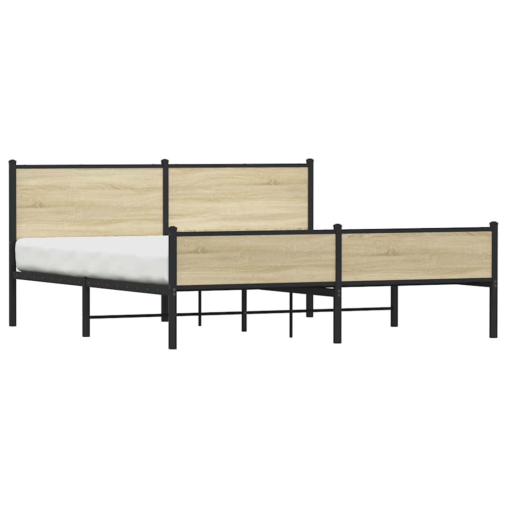 vidaXL Σκελετός Κρεβ. Χωρίς Στρώμα Sonoma Δρυς 180x200 εκ. Μεταλλικό
