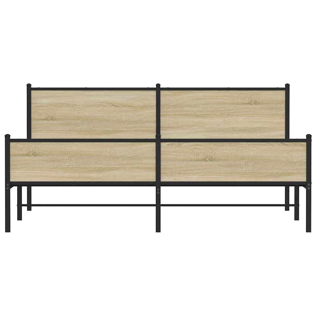 vidaXL Σκελετός Κρεβ. Χωρίς Στρώμα Sonoma Δρυς 180x200 εκ. Μεταλλικό