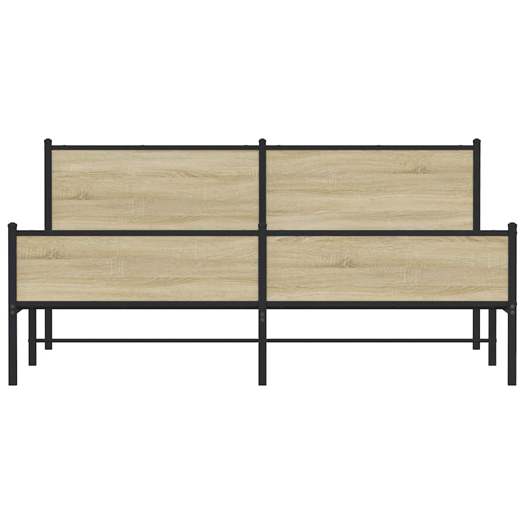 vidaXL Σκελετός Κρεβ. Χωρίς Στρώμα Sonoma Δρυς 183x213 εκ. Μεταλλικό