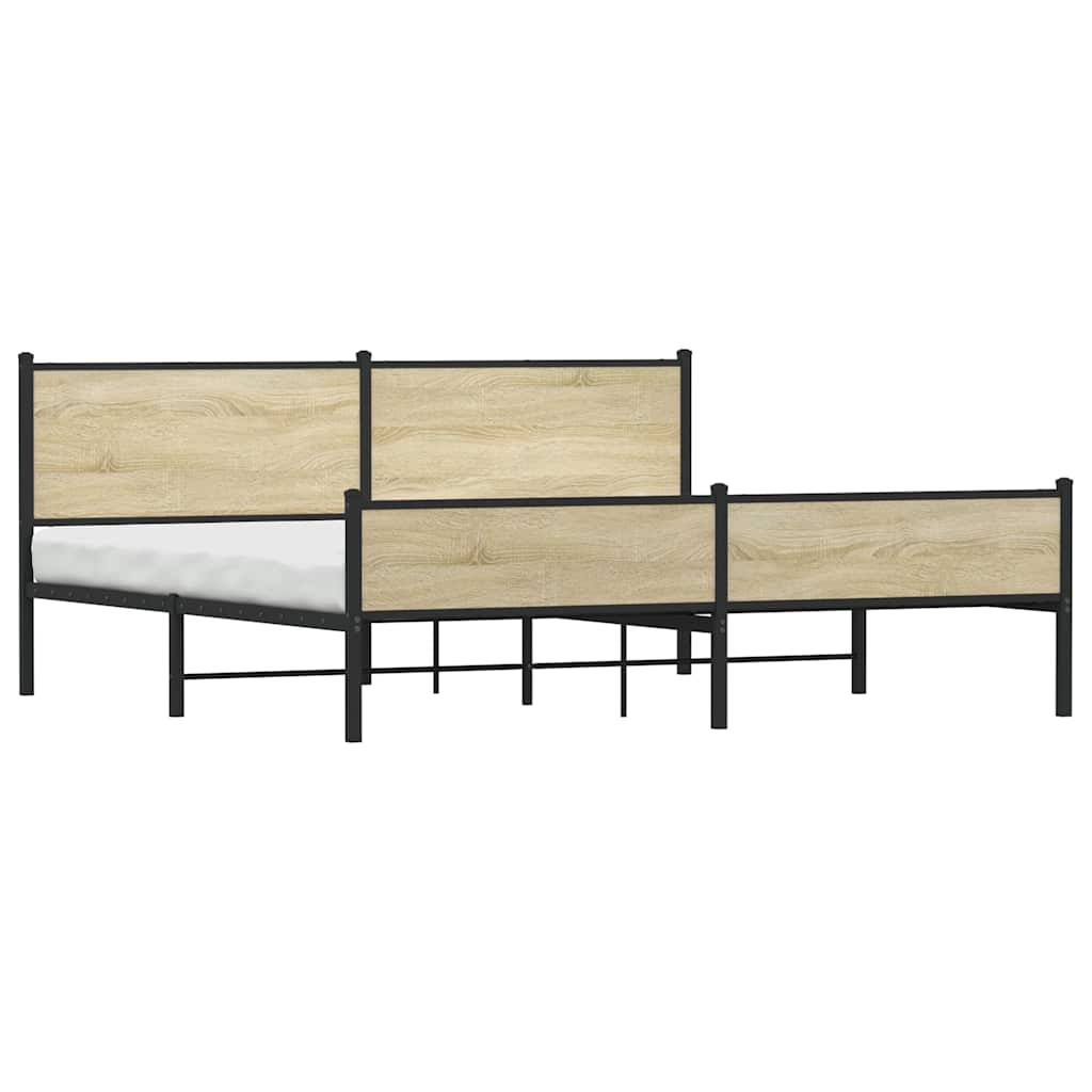 vidaXL Σκελετός Κρεβ. Χωρίς Στρώμα Sonoma Δρυς 193x203 εκ. Μεταλλικό