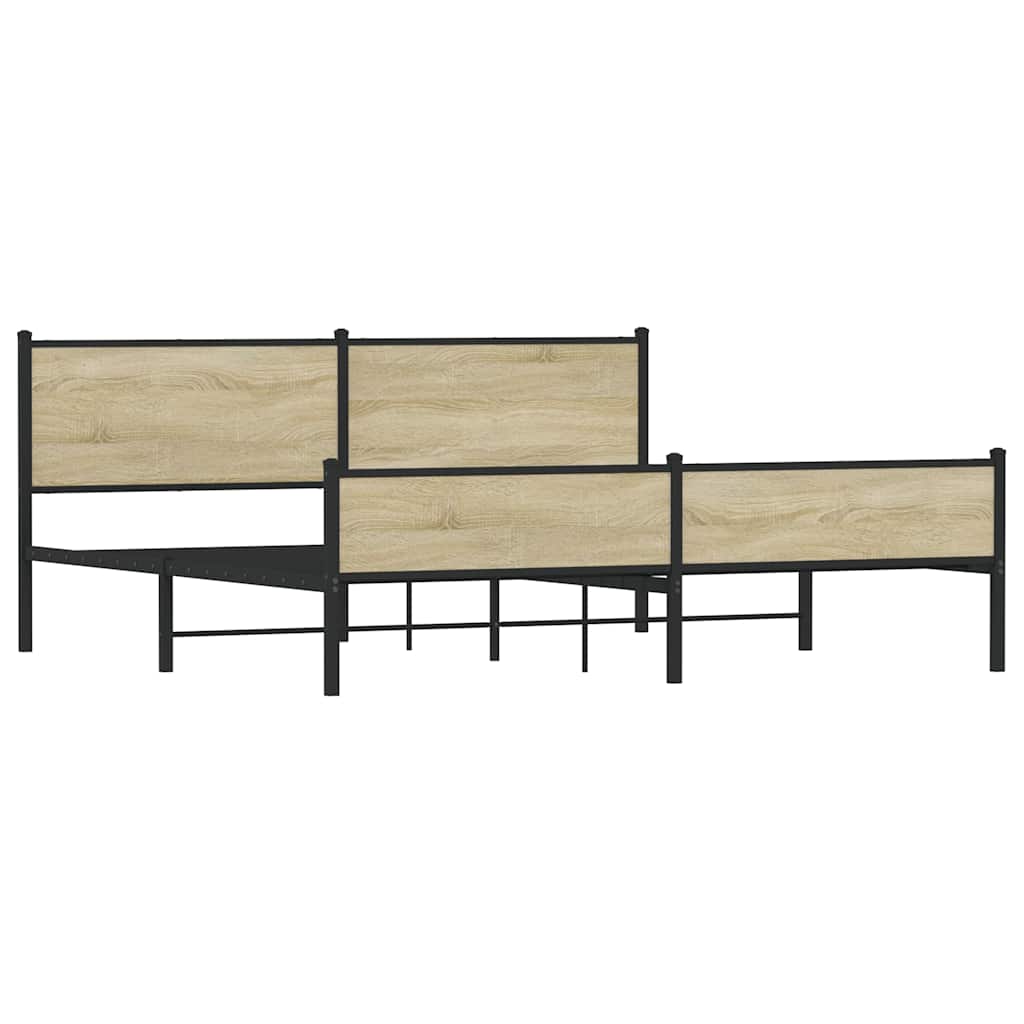 vidaXL Σκελετός Κρεβ. Χωρίς Στρώμα Sonoma Δρυς 193x203 εκ. Μεταλλικό