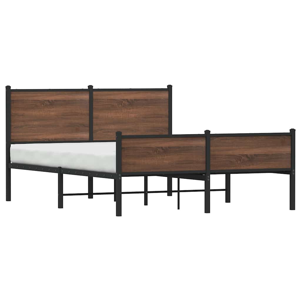 vidaXL Σκελετός Κρεβ. Χωρίς Στρώμα Καφέ Δρυς 150x200 εκ. Μεταλλικό