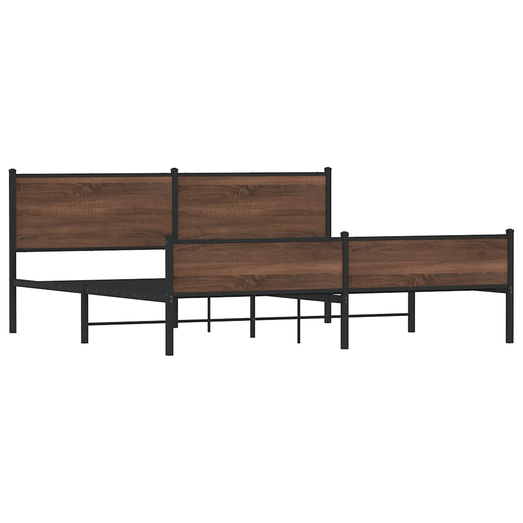 vidaXL Σκελετός Κρεβ. Χωρίς Στρώμα Καφέ Δρυς 193x203 εκ. Μεταλλικό