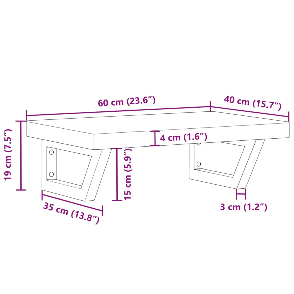 vidaXL Ράφι Νιπτήρα Τοίχου από Ατσάλι / Μασίφ Ξύλο Οξιάς
