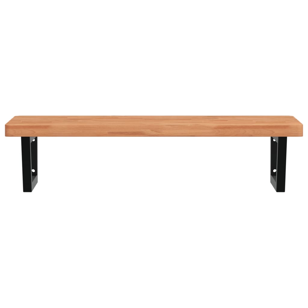 vidaXL Ράφι Νιπτήρα Τοίχου από Ατσάλι / Μασίφ Ξύλο Οξιάς