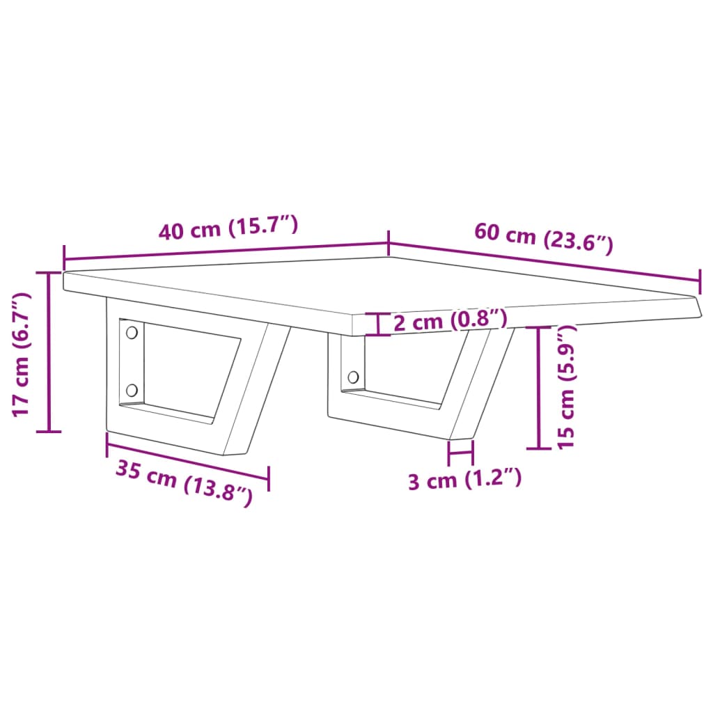 vidaXL Ράφι Νιπτήρα Τοίχου από Ατσάλι / Μασίφ Ξύλο Δρυός