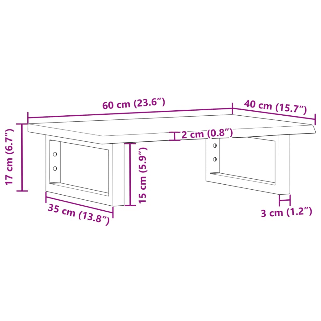 vidaXL Ράφι Νιπτήρα Τοίχου από Ατσάλι / Μασίφ Ξύλο Δρυός