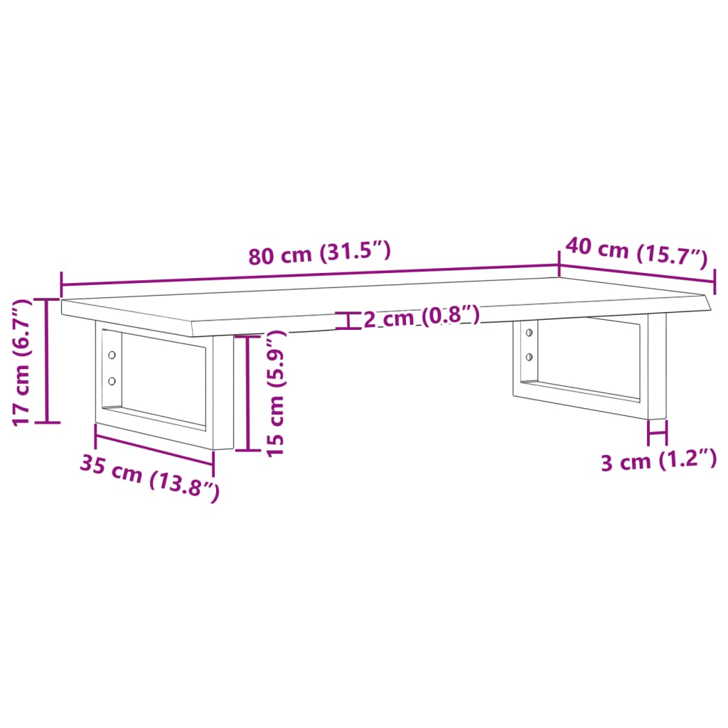 vidaXL Ράφι Νιπτήρα Τοίχου από Ατσάλι / Μασίφ Ξύλο Δρυός