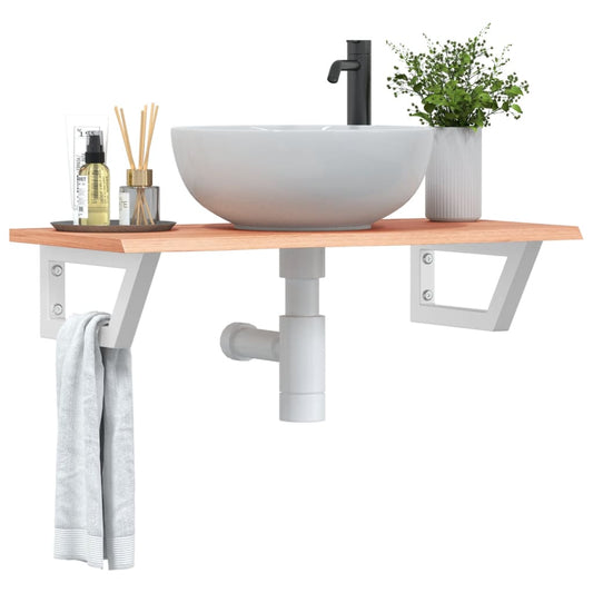 vidaXL Ράφι Νιπτήρα Τοίχου από Ατσάλι / Μασίφ Ξύλο Δρυός