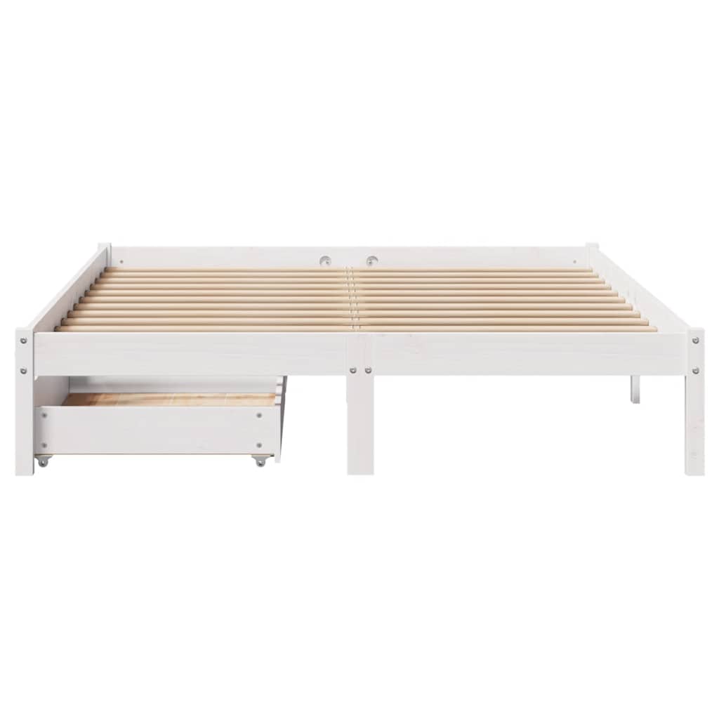 vidaXL Σκελετός Κρεβ. Χωρίς Στρώμα Λευκό 135x190 εκ Μασίφ Πεύκο