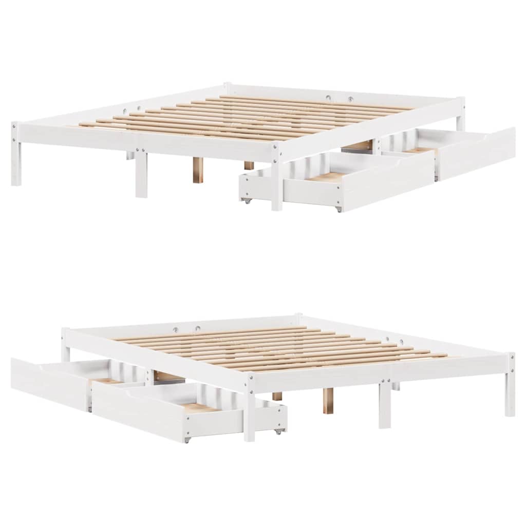 vidaXL Σκελετός Κρεβ. Χωρίς Στρώμα Λευκό 135x190 εκ Μασίφ Πεύκο