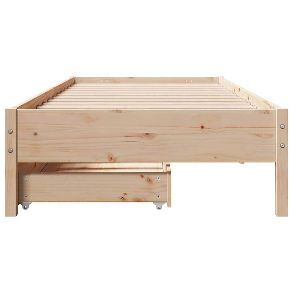 vidaXL Σκελετός Κρεβατιού Χωρίς Στρώμα 75x190 εκ Μασίφ Ξύλο Πεύκου