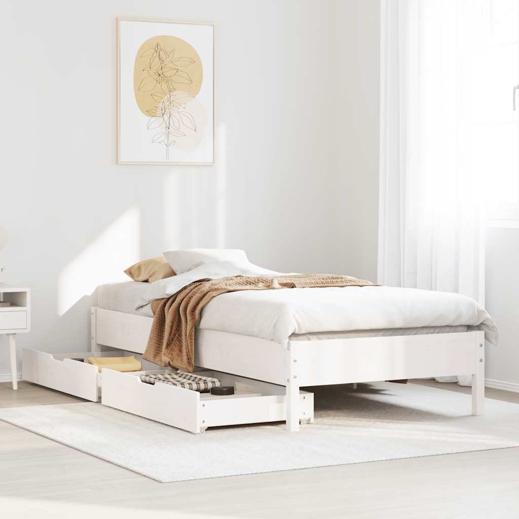 vidaXL Σκελετός Κρεβ. Χωρίς Στρώμα Λευκό 75x190 εκ Μασίφ Πεύκο