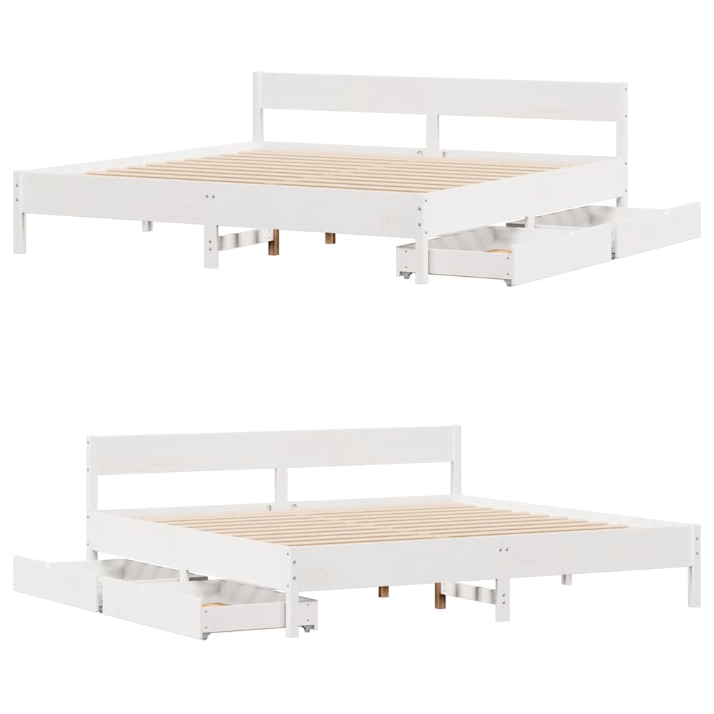 vidaXL Σκελετός Κρεβ. Χωρίς Στρώμα Λευκό 180x200 εκ Μασίφ Πεύκο