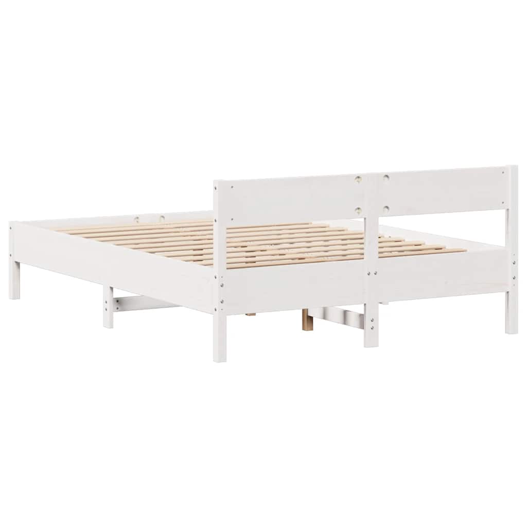 vidaXL Σκελετός Κρεβ. Χωρίς Στρώμα Λευκό 135x190 εκ Μασίφ Πεύκο