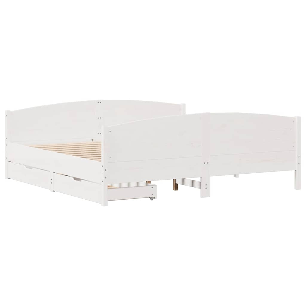 vidaXL Σκελετός Κρεβ. Χωρίς Στρώμα Λευκό 160x200 εκ Μασίφ Πεύκο