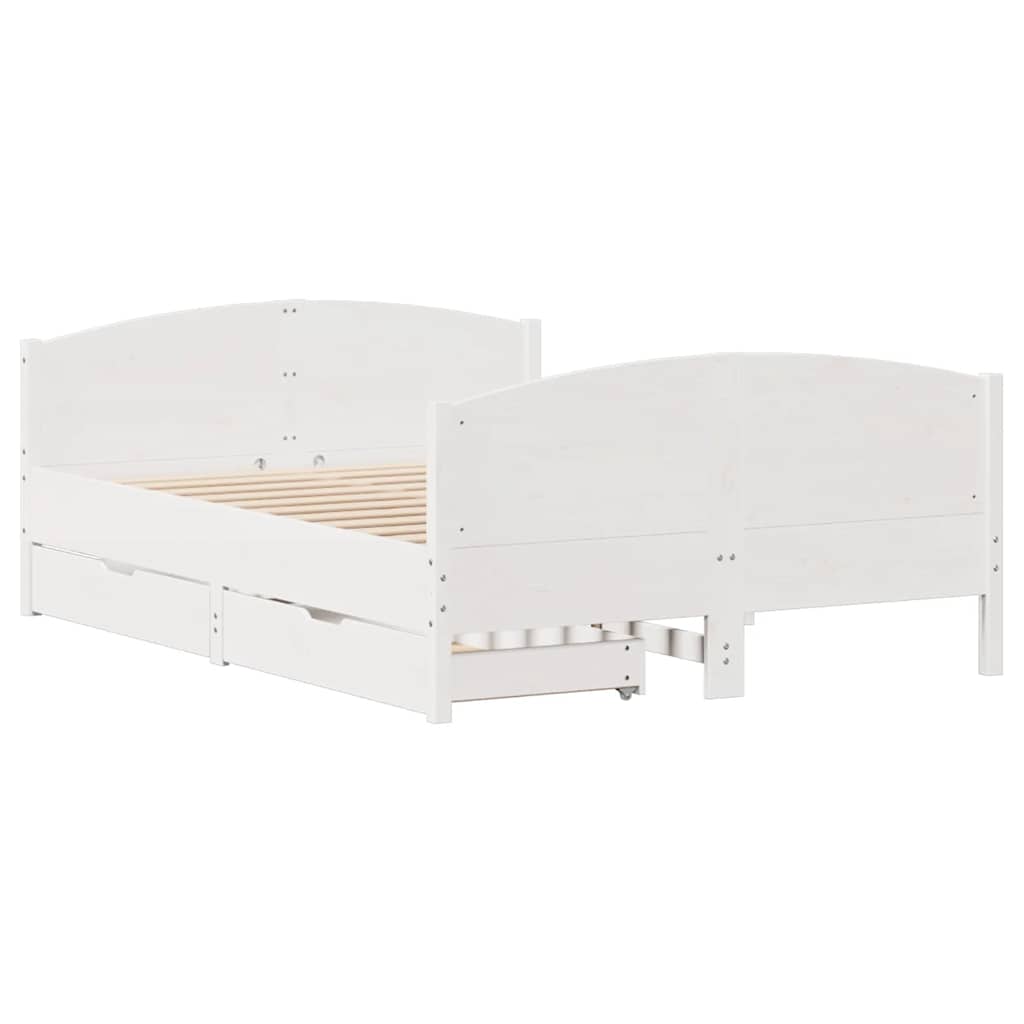 vidaXL Σκελετός Κρεβ. Χωρίς Στρώμα Λευκό 150x200 εκ Μασίφ Πεύκο