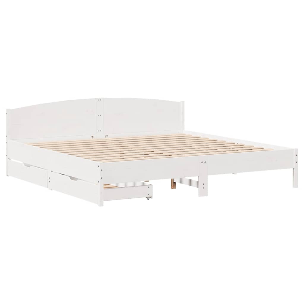 vidaXL Σκελετός Κρεβ. Χωρίς Στρώμα Λευκό 180x200 εκ Μασίφ Πεύκο
