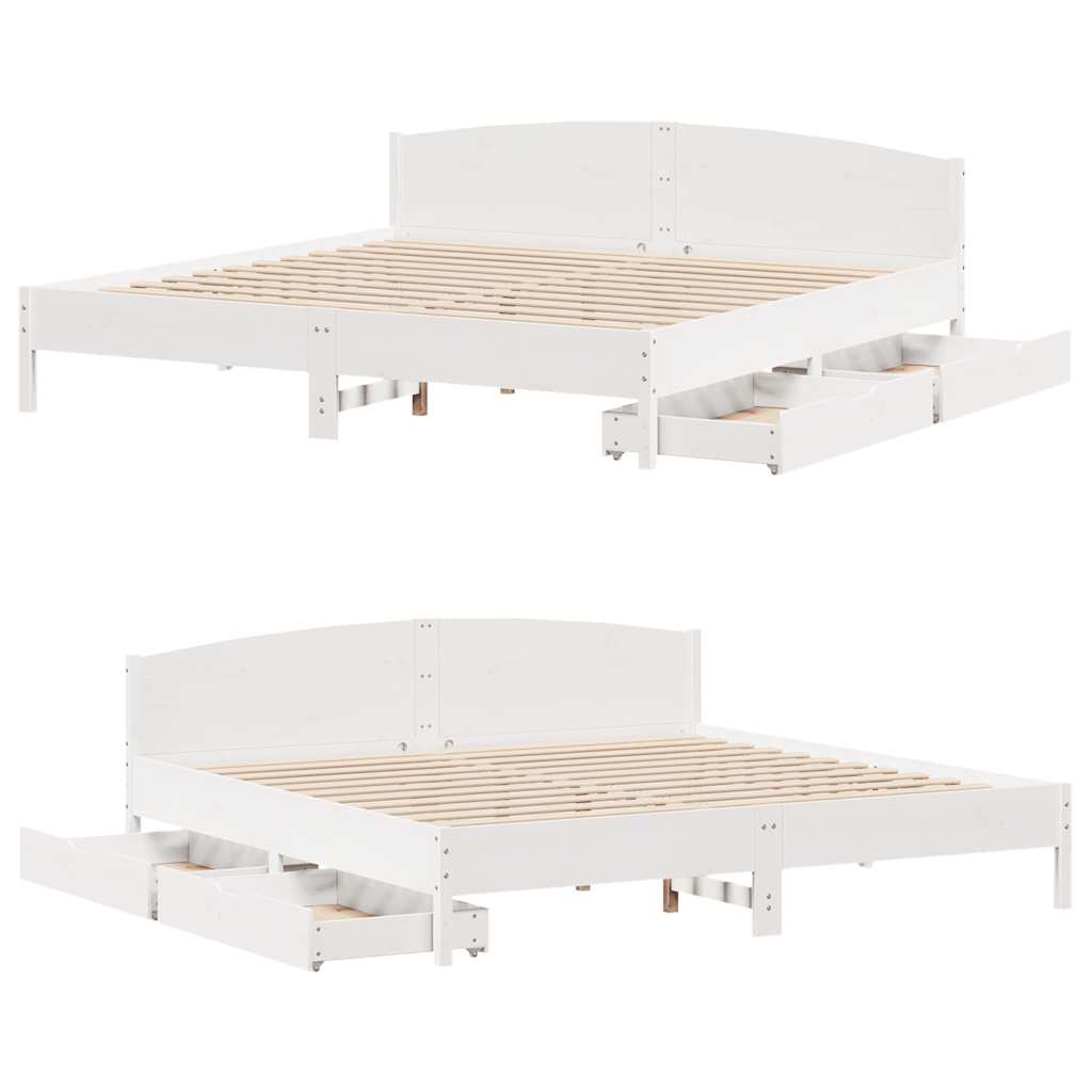 vidaXL Σκελετός Κρεβ. Χωρίς Στρώμα Λευκό 180x200 εκ Μασίφ Πεύκο