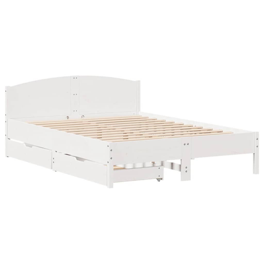 vidaXL Σκελετός Κρεβ. Χωρίς Στρώμα Λευκό 160x200 εκ Μασίφ Πεύκο