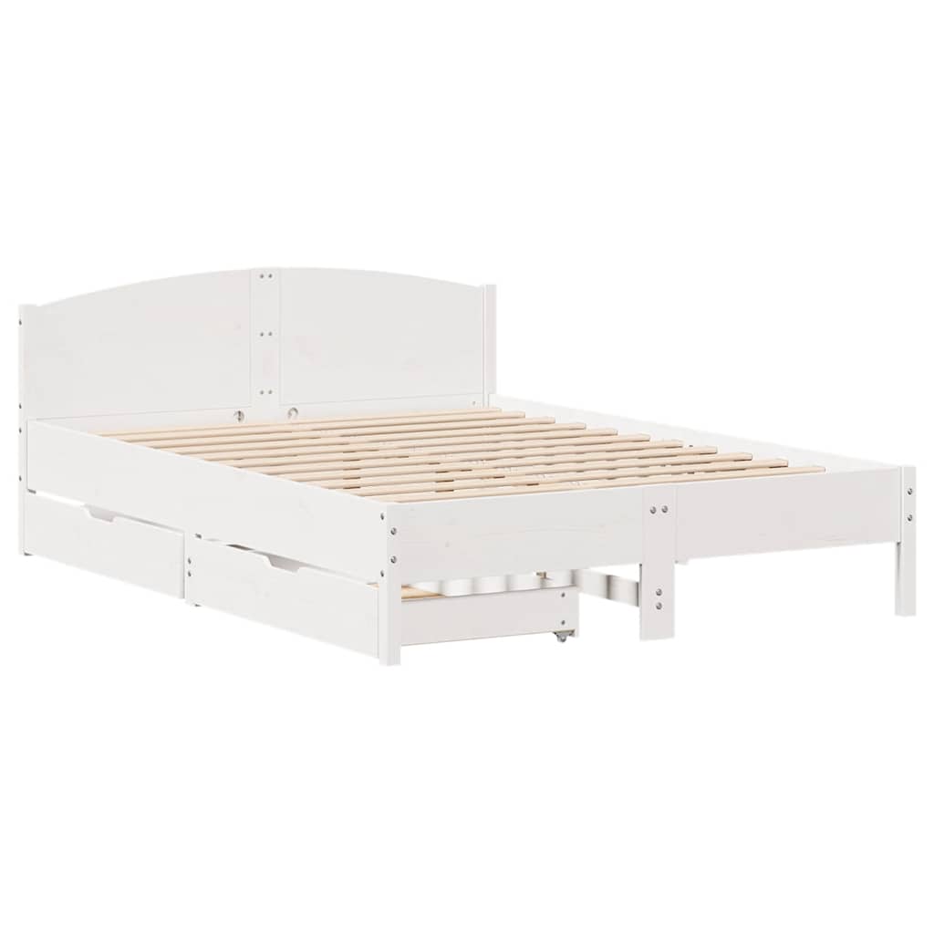 vidaXL Σκελετός Κρεβ. Χωρίς Στρώμα Λευκό 150x200 εκ Μασίφ Πεύκο