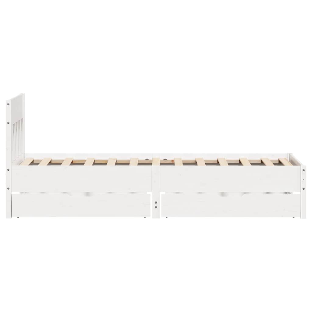 vidaXL Σκελετός Κρεβ. Χωρίς Στρώμα Λευκό 75x190 εκ Μασίφ Πεύκο