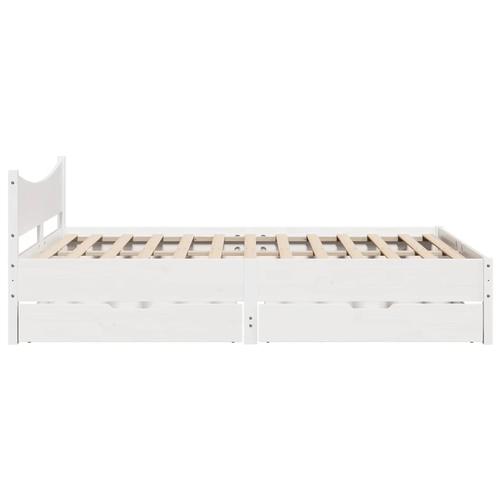 vidaXL Πλαίσιο Κρεβατιού Συρτάρια Λευκό 120x190 εκ. Μασίφ Ξύλο Πεύκου