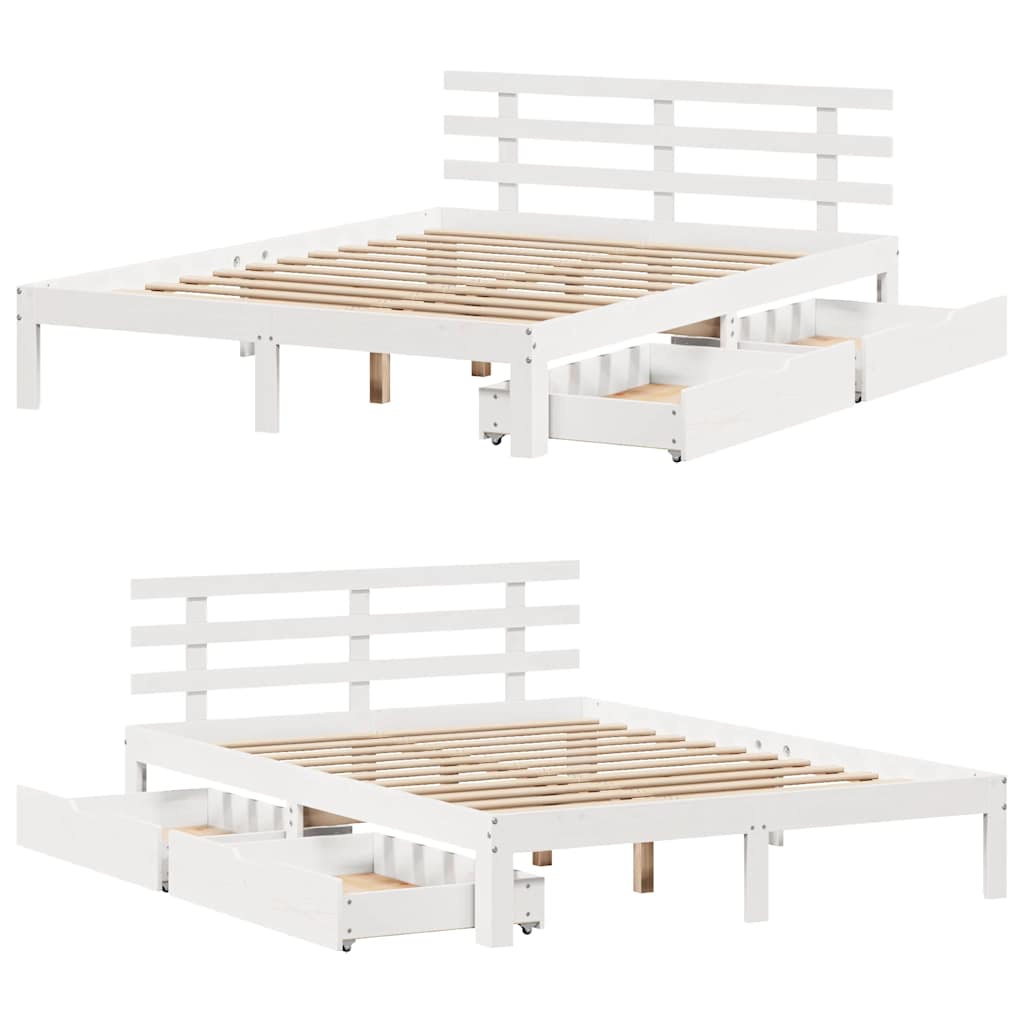 vidaXL Πλαίσιο Κρεβατιού με Συρτάρια Χωρίς Στρώμα Λευκό 120x190 εκ.