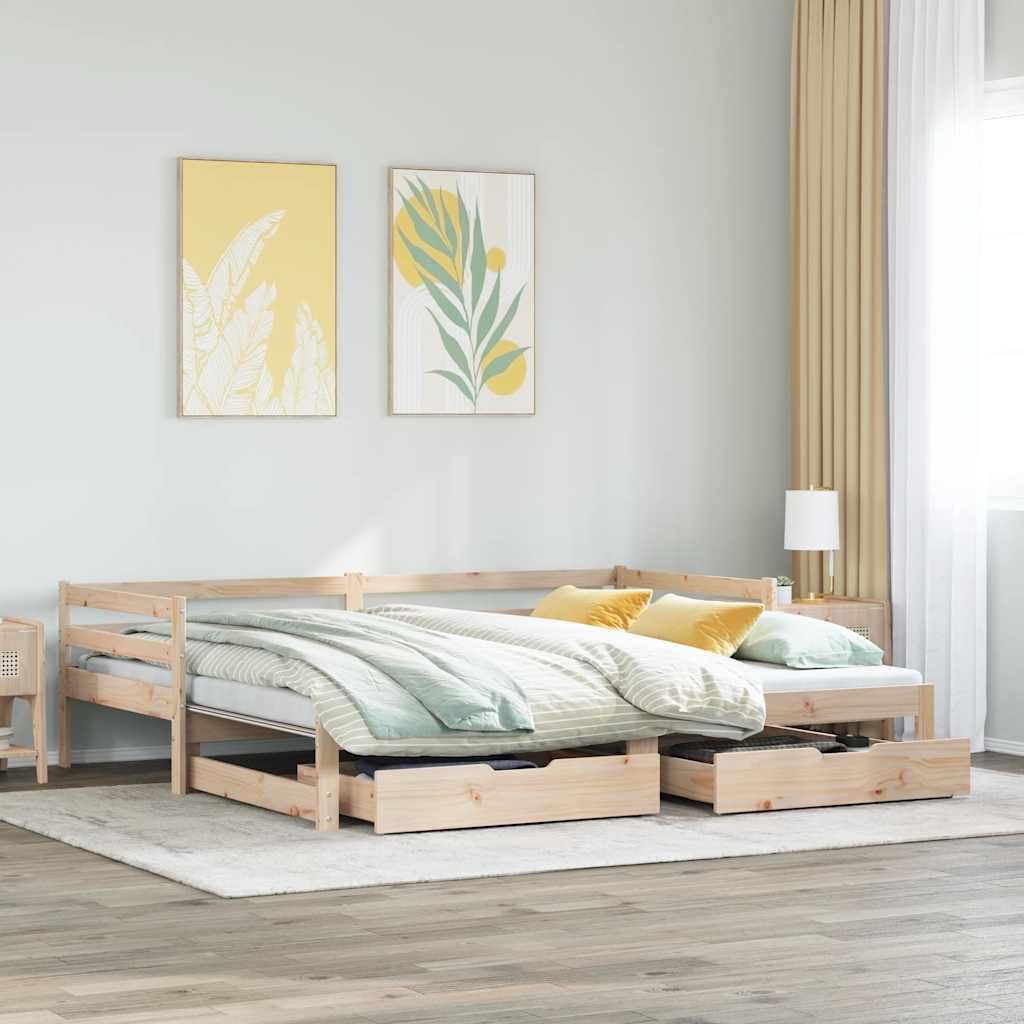 vidaXL Καναπές Κρεβάτι Συρόμενος Χωρίς Στρώμα 90x190 εκ. & Συρτάρια