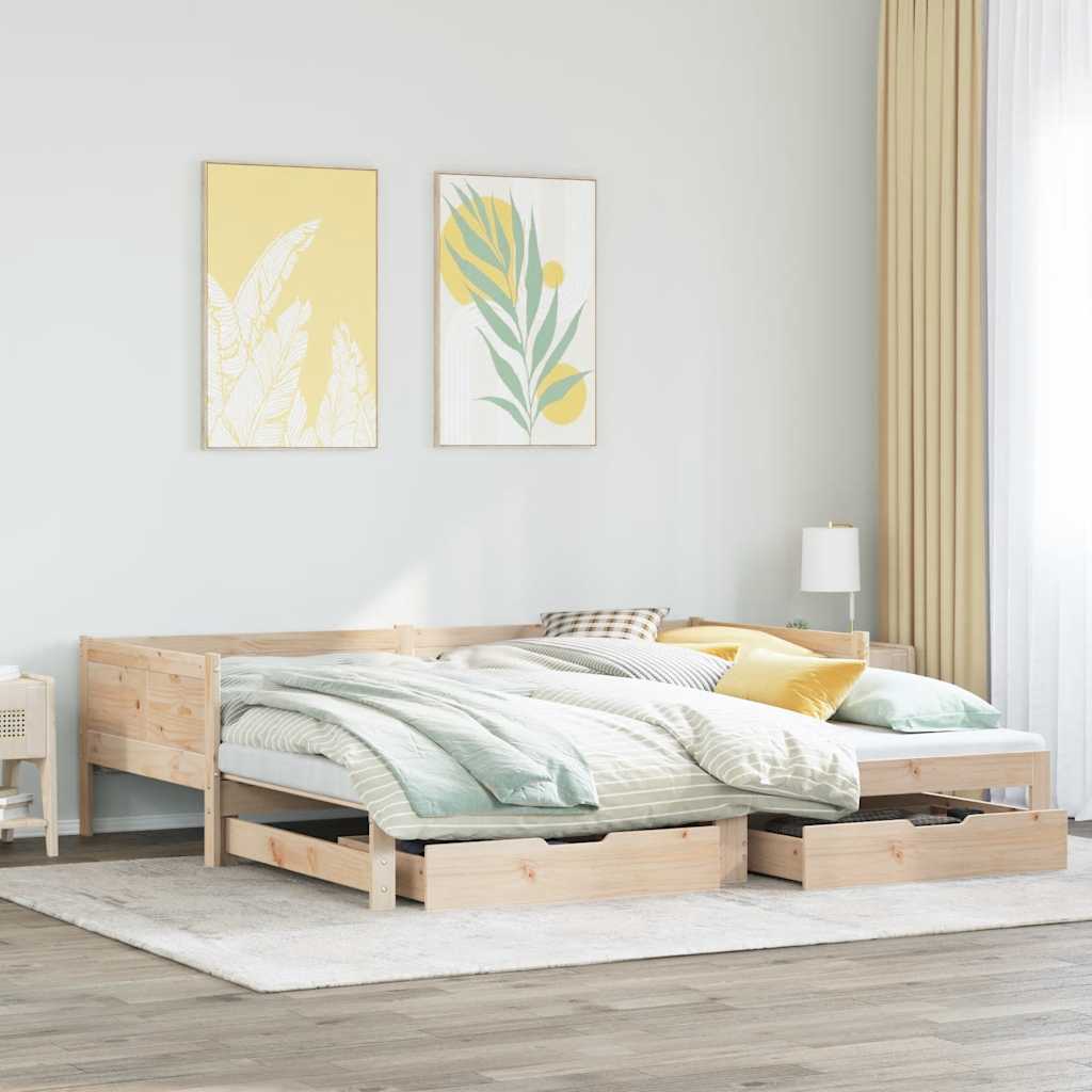 vidaXL Καναπές Κρεβάτι Συρόμενος Χωρίς Στρώμα 90x190 εκ. & Συρτάρια